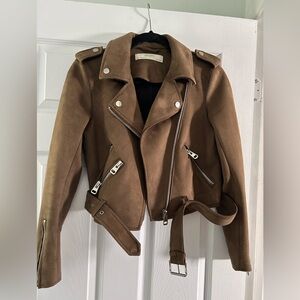 Zara cropped faux suede jacket